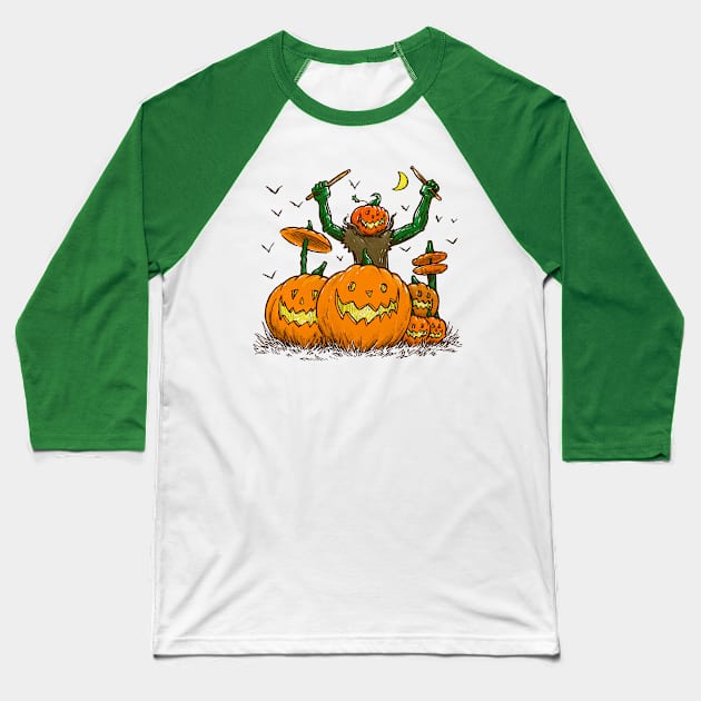 The Pumpkin Drummer Baseball T-Shirt by nickv47